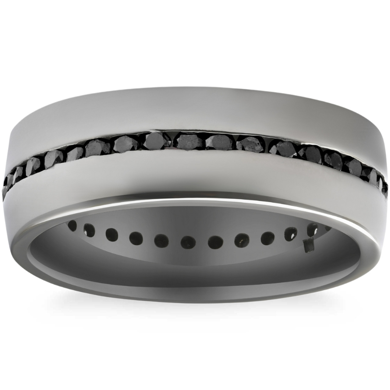 Men's 1 1/2Ct Channel Set Polished Black Gold Diamond Eternity Ring 7mm 14k Gold (Black, I2-I3) Men's 1 1/2Ct Channel Set Polished Black Gold Diamond Eternity Ring 7mm 14k Gold (Black, I2-I3)