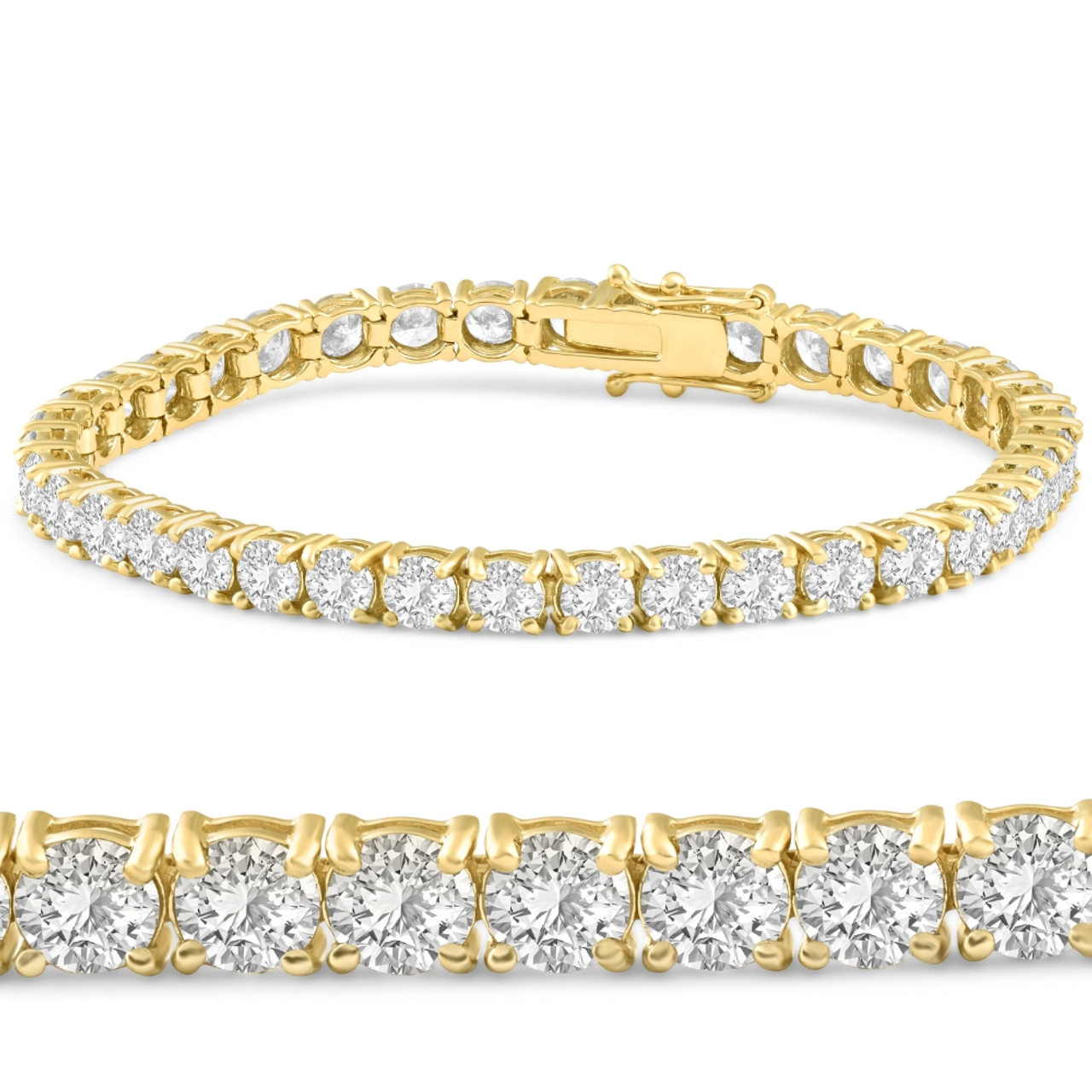 14K Gold Bezel Setting Diamond Tennis Bracelet – FERKOS FJ