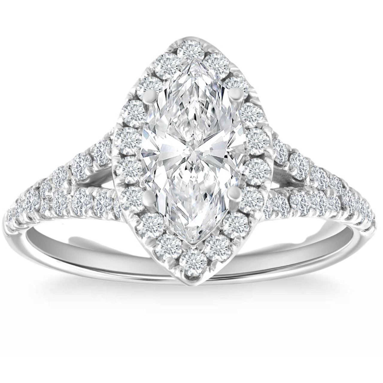 Certified 1.50Ct Marquise Diamond Engagement Ring 14k White Gold Lab Grown (F-G, VVS) Certified 1.50Ct Marquise Diamond Engagement Ring 14k White Gold Lab Grown (F-G, VVS)