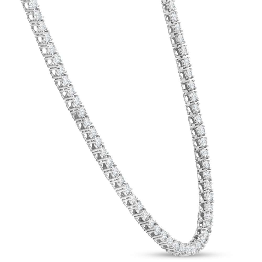 23 Ct TW Round Cut lab Grown Diamond Tennis Necklace 14K White Gold 18" (F-G, VS)