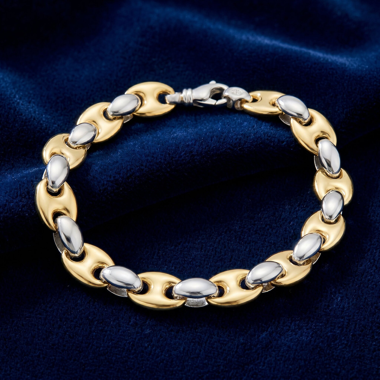 Men's Marine 14k Gold (40gram) or Platinum (62gram) 10mm Link Bracelet 8.5"