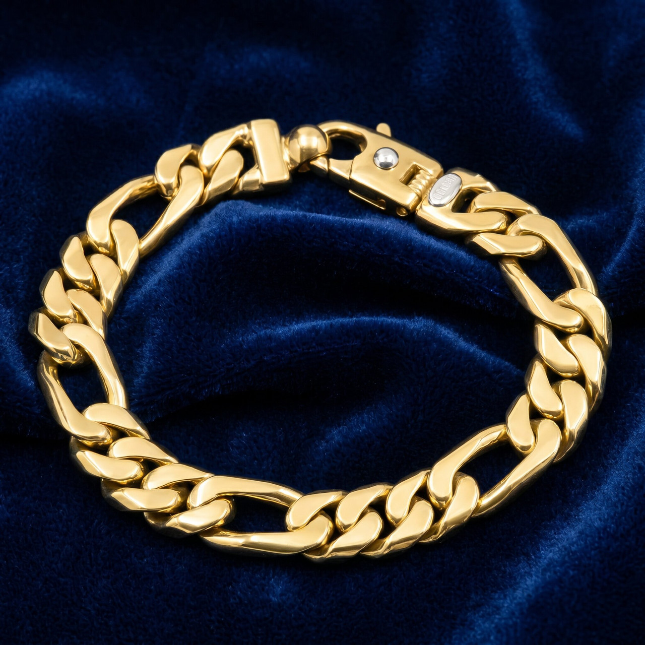 Men's Classic Figaro 14k Gold (62gram) or Platinum (99gram) 9.5mm Link Bracelet 8.5"