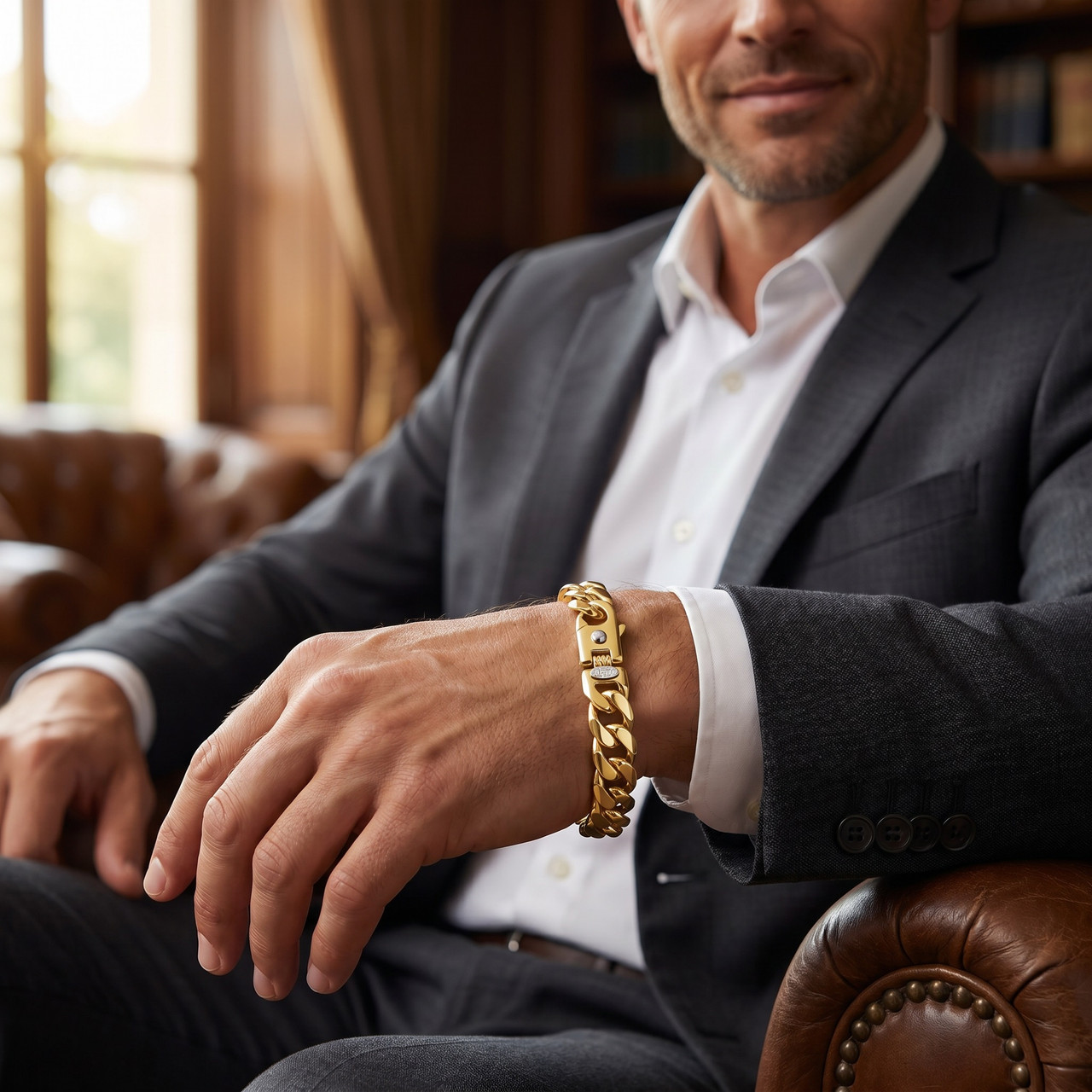 Men's Classic Figaro 14k Gold (62gram) or Platinum (99gram) 9.5mm Link Bracelet 8.5"