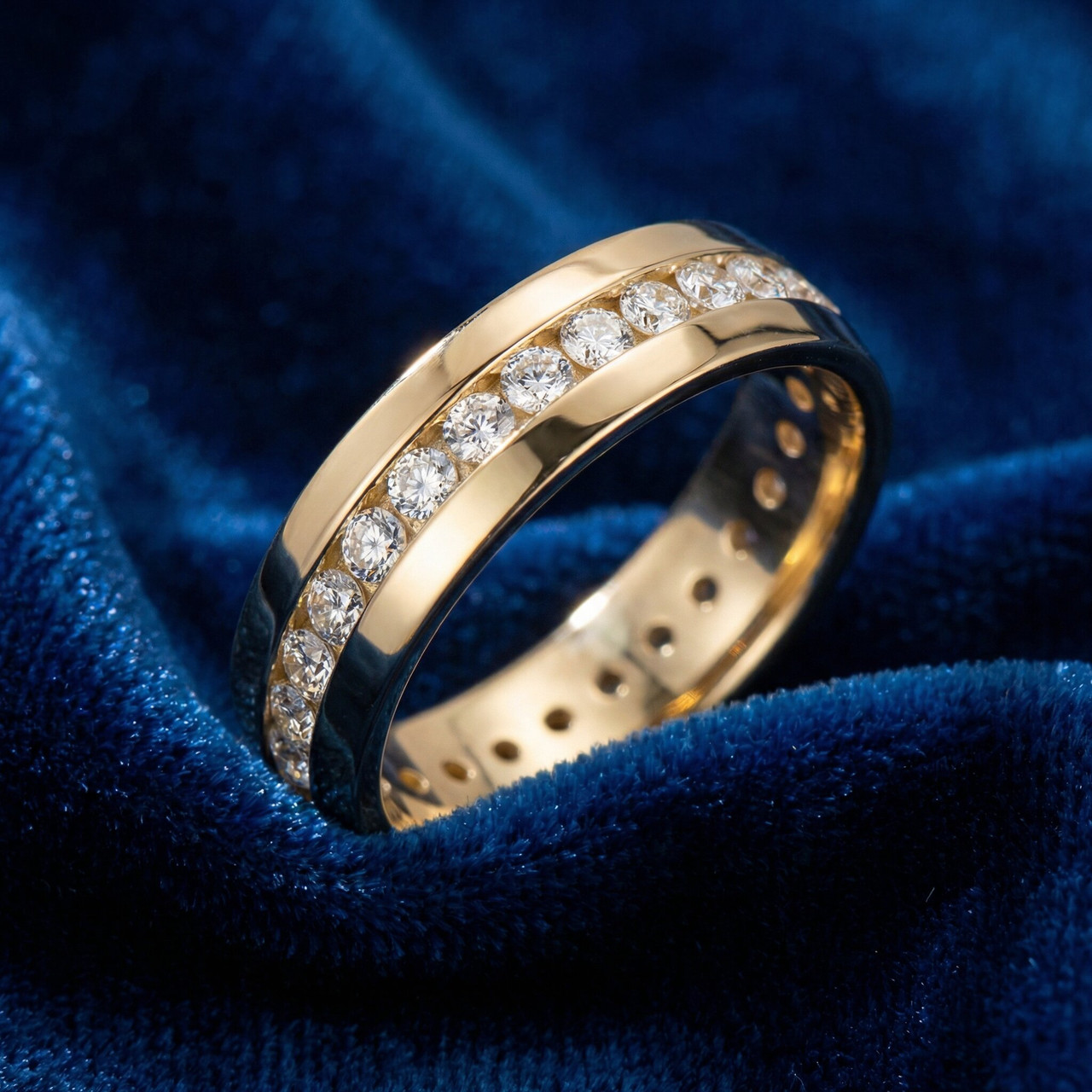 1 1/4ct Mens Diamond Channel Set Eternity Ring 14K Yellow Gold (H-I, SI)
