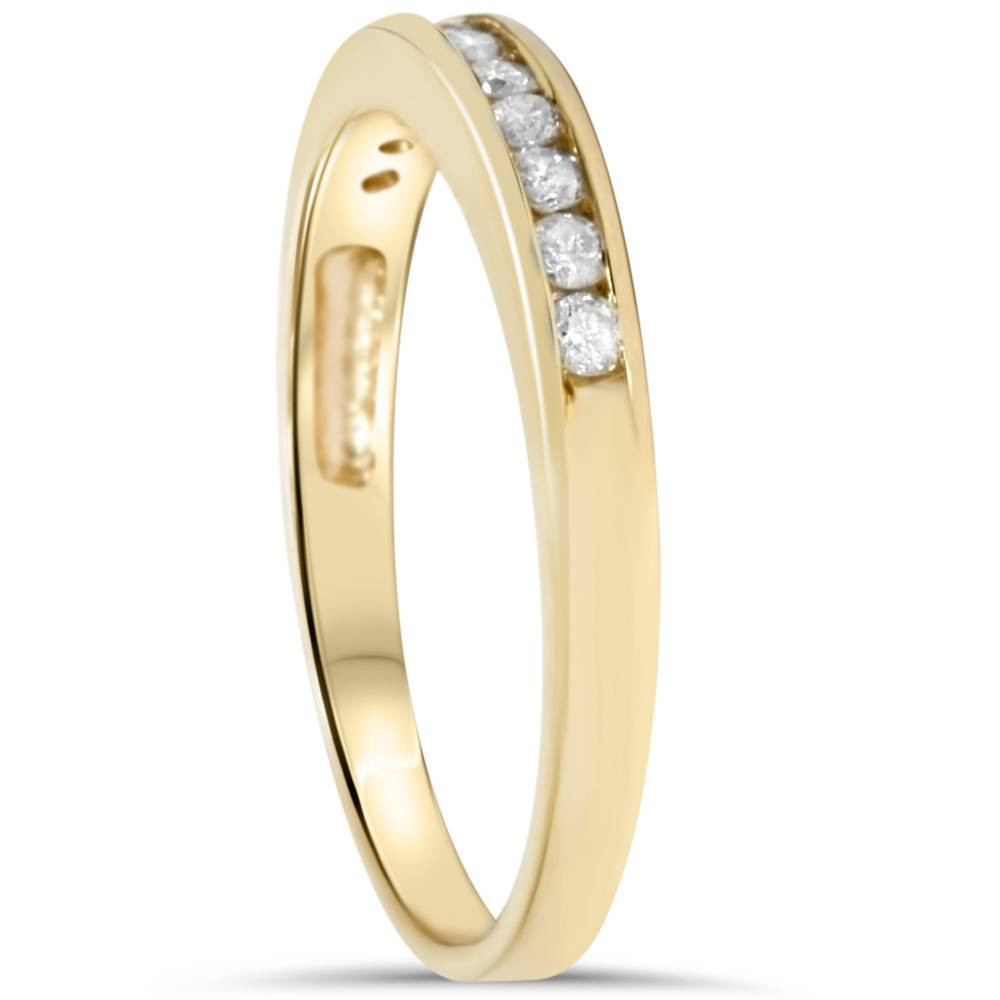 1/4ct 14K Yellow Gold Diamond Wedding Guard Stack Ring (G-H, I2-I3)