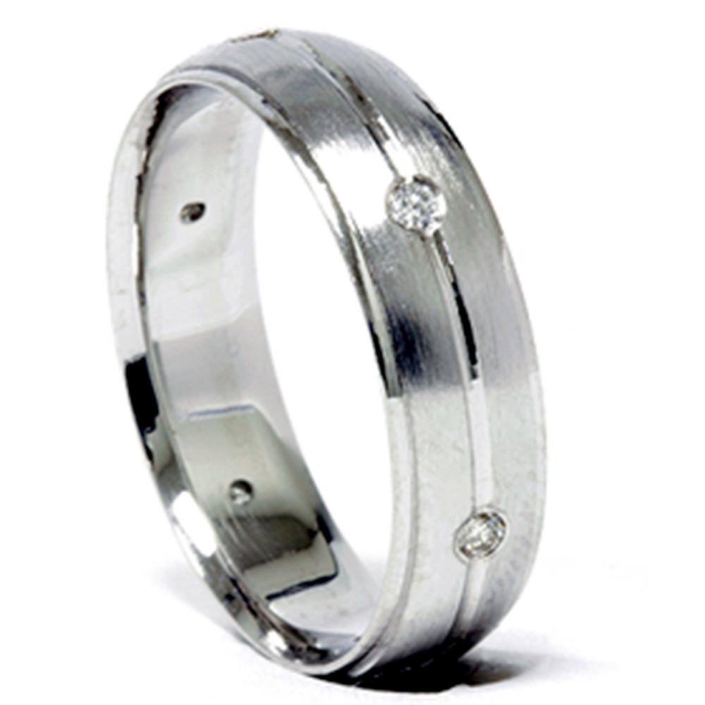 Mens 950 Platinum Diamond Band Brushed Wedding Ring (G-H, SI)