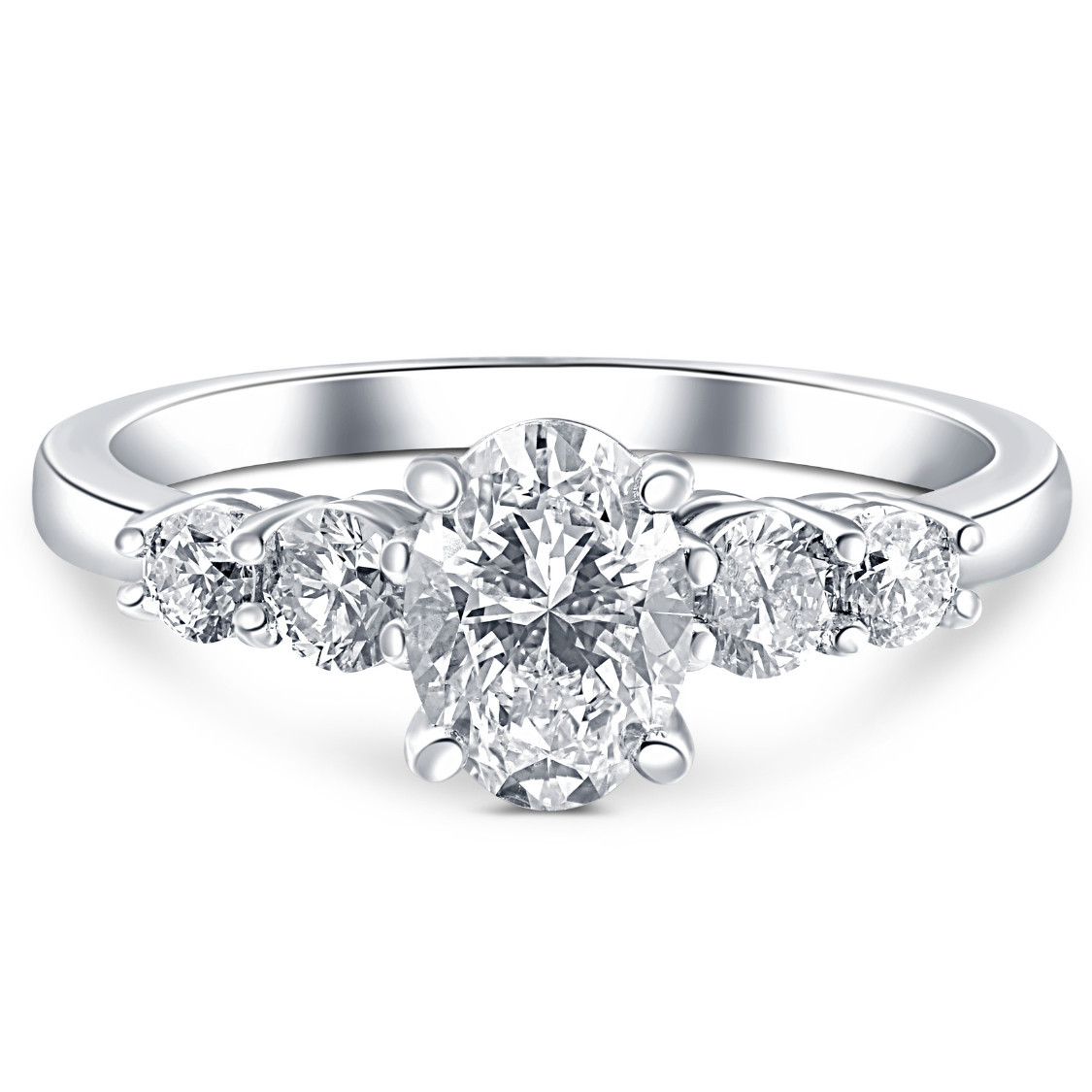 1 1/2Ct TW Oval Cut Engagement Ring 14k White Gold Lab Grown (G-H, VS)