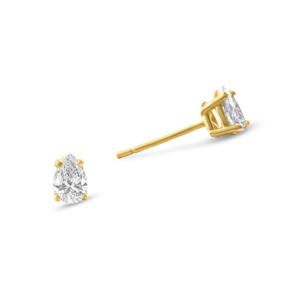.25-.33Ct Pear Shape Diamond Studs in 14k White or Yellow Gold (I-J, I2-I3)