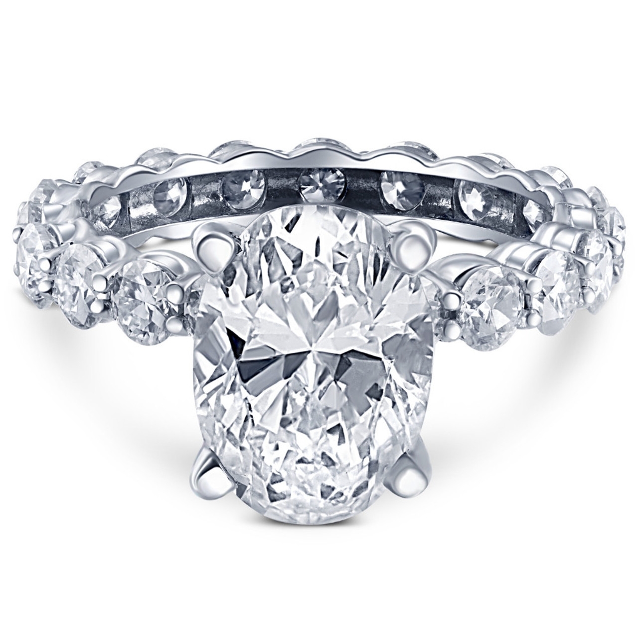 6Ct TW Diamond Engagement Eternity Oval Cut Ring 14k White Gold Lab Grown (G-H, VS)