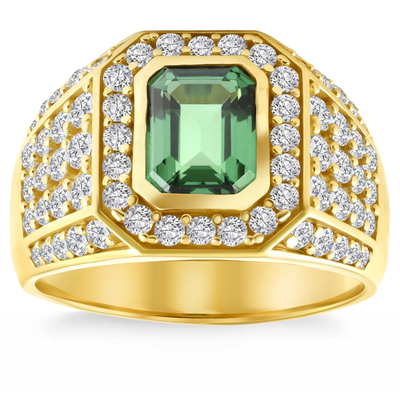 Lab-Created Emerald Ring, Earring & Necklace Set 1/3 ct tw Diamonds 10K  Yellow Gold