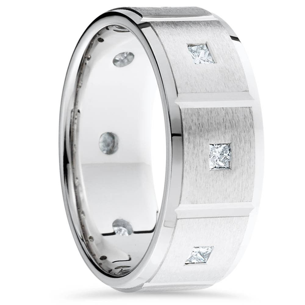 Mens 3/4ct Princess Cut Diamonds Wedding Ring New Band (G-H, SI)