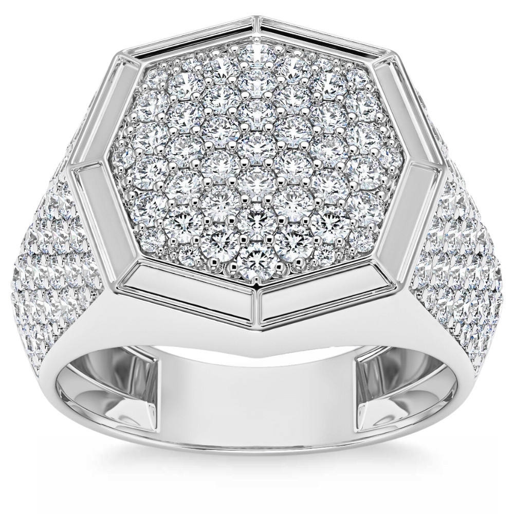 2 1/2Ct Diamond Men's Hexagon Pave Hip Hop Ring in 14k Gold (H-I, I1)