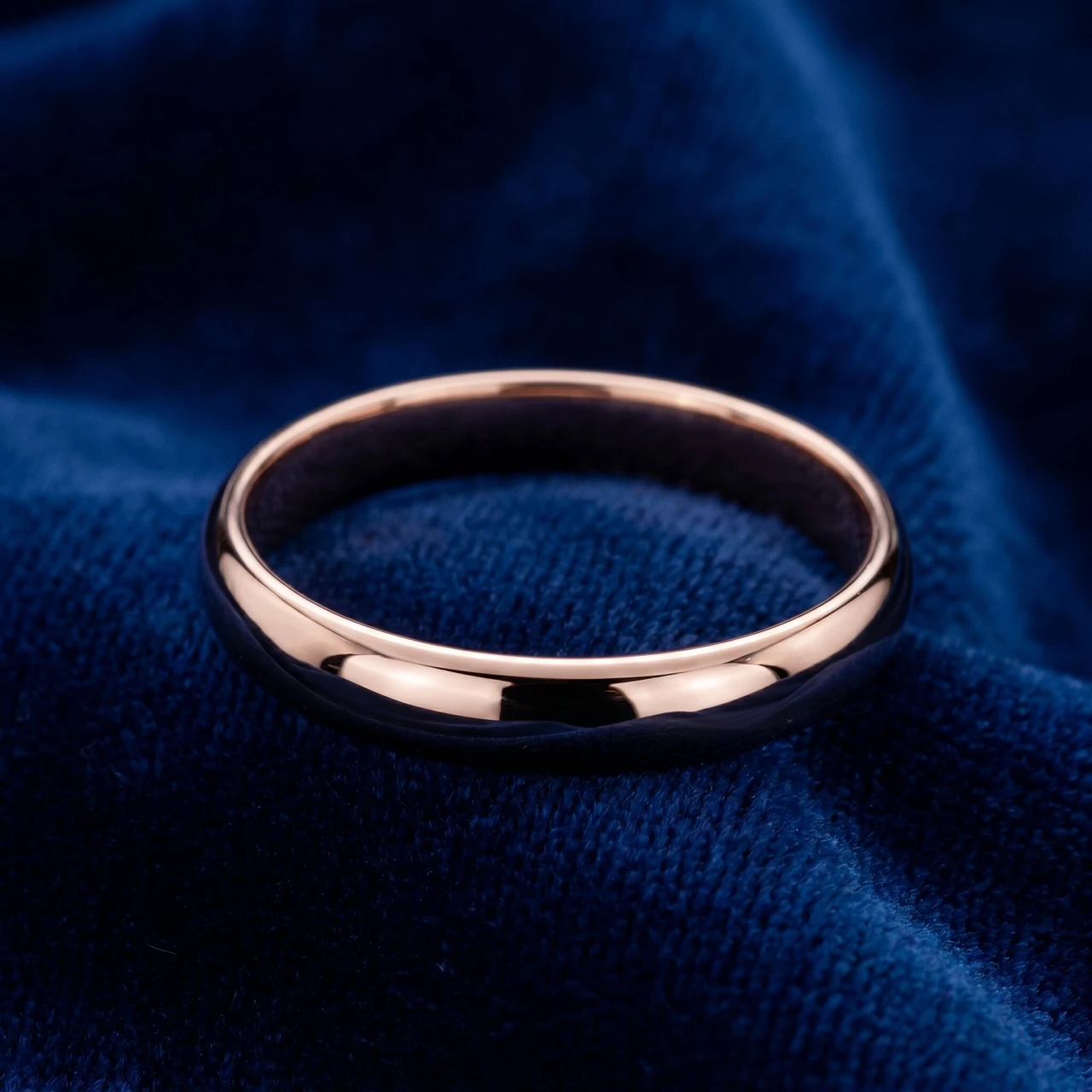 3mm Dome High Polished Wedding Band 14K Rose Gold