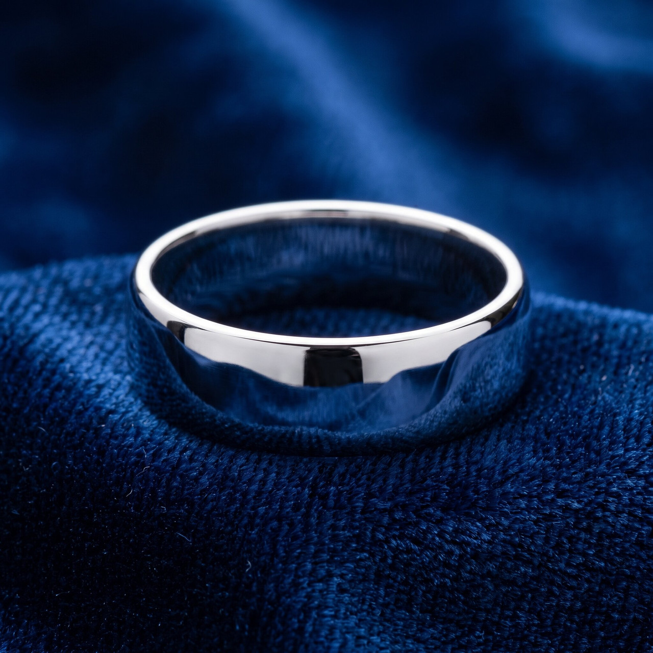 8mm Wide High Polished Wedding Band 14K White Gold
