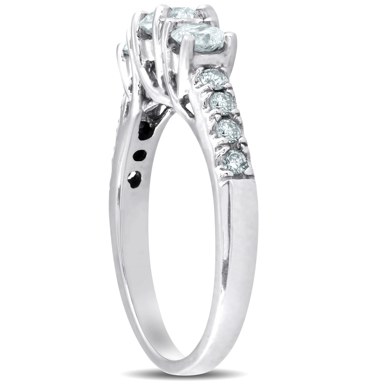 1 1/10 Ct Diamond Three Stone Engagement Ring 14K White Gold (G-H, )