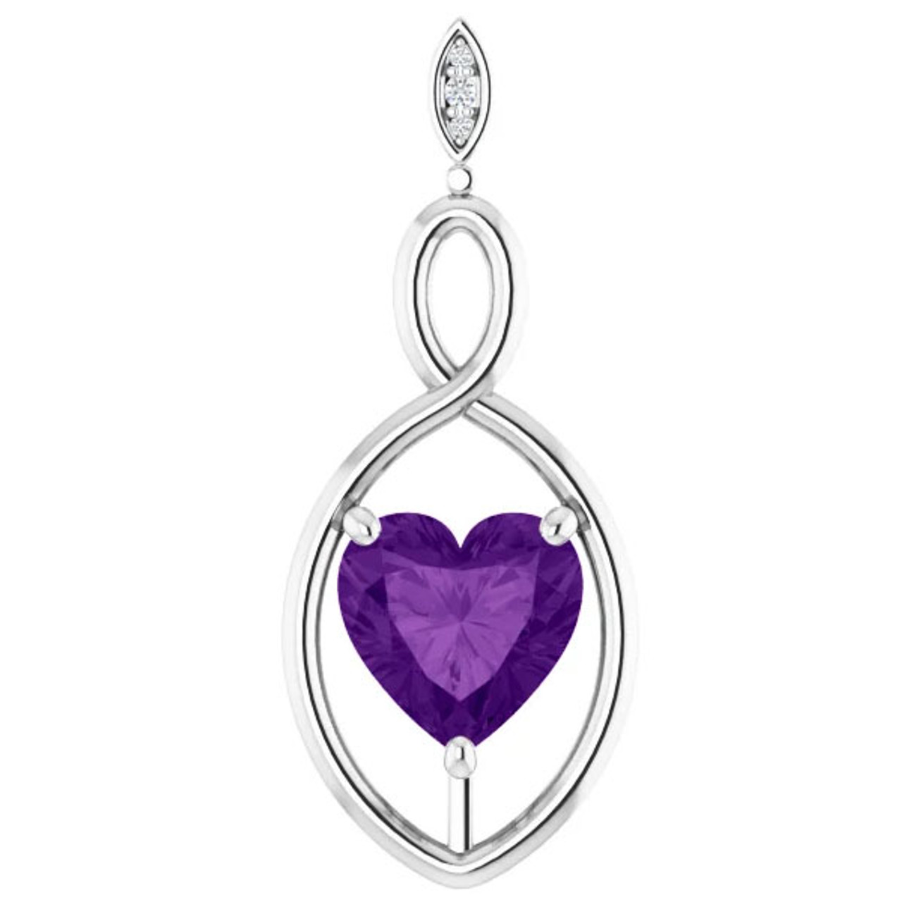 9mm Amethyst  Women's Heart Pendant in 14k Gold Necklace 6mm Tall 9mm Amethyst  Women's Heart Pendant in 14k Gold Necklace 6mm Tall