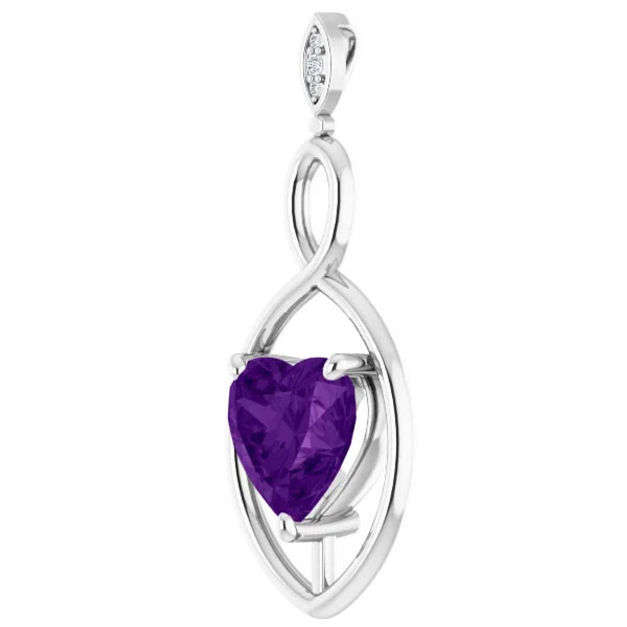 9mm Amethyst  Women's Heart Pendant in 14k Gold Necklace 6mm Tall 9mm Amethyst  Women's Heart Pendant in 14k Gold Necklace 6mm Tall