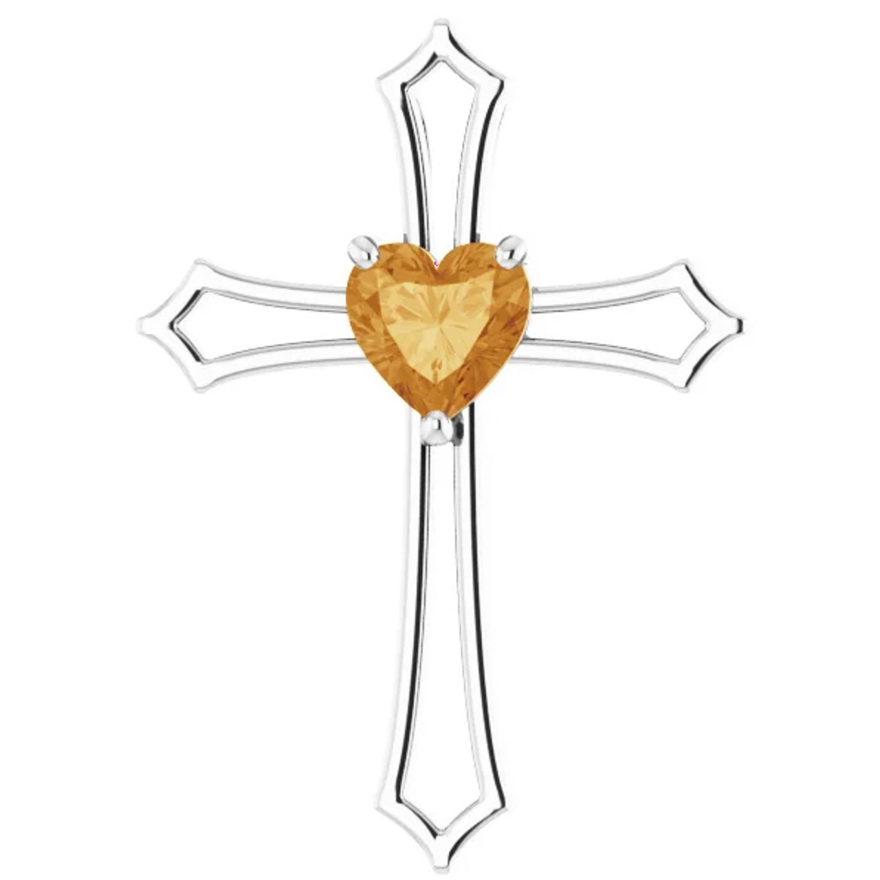 7mm Citrine Women's Heart Pendant in 14k Gold Necklace 7mm Tall 7mm Citrine Women's Heart Pendant in 14k Gold Necklace 7mm Tall