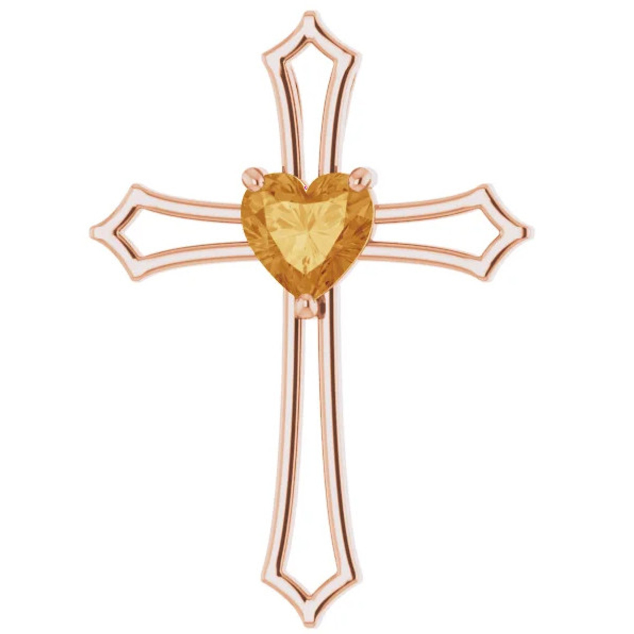 7mm Citrine Women's Heart Pendant in 14k Gold Necklace 7mm Tall 7mm Citrine Women's Heart Pendant in 14k Gold Necklace 7mm Tall