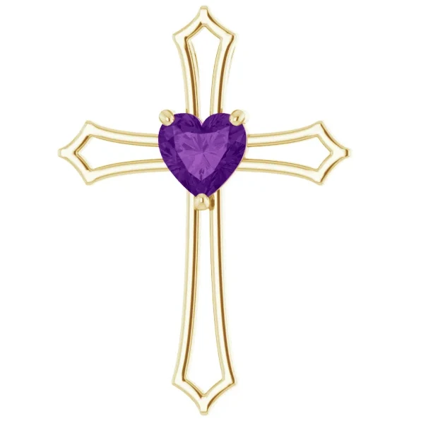 7mm Amethyst Women's Heart Pendant in 14k Gold Necklace 7mm Tall