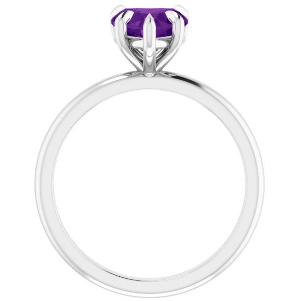 7mm Amethyst Women's Heart Ring in 14k Gold 7mm Tall