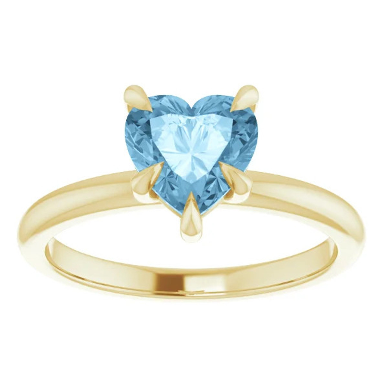 7mm Blue Topaz Women's Heart Ring in 14k Gold 7mm Tall
