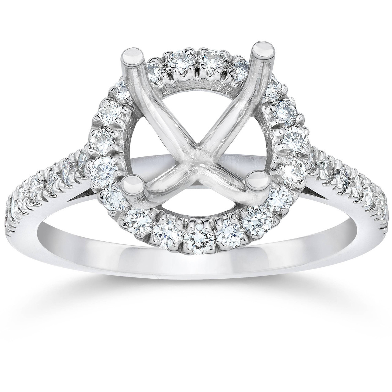 14k White Gold Diamond Diamond Halo Engagement Ring 14k White Gold Diamond Diamond Halo Engagement Ring