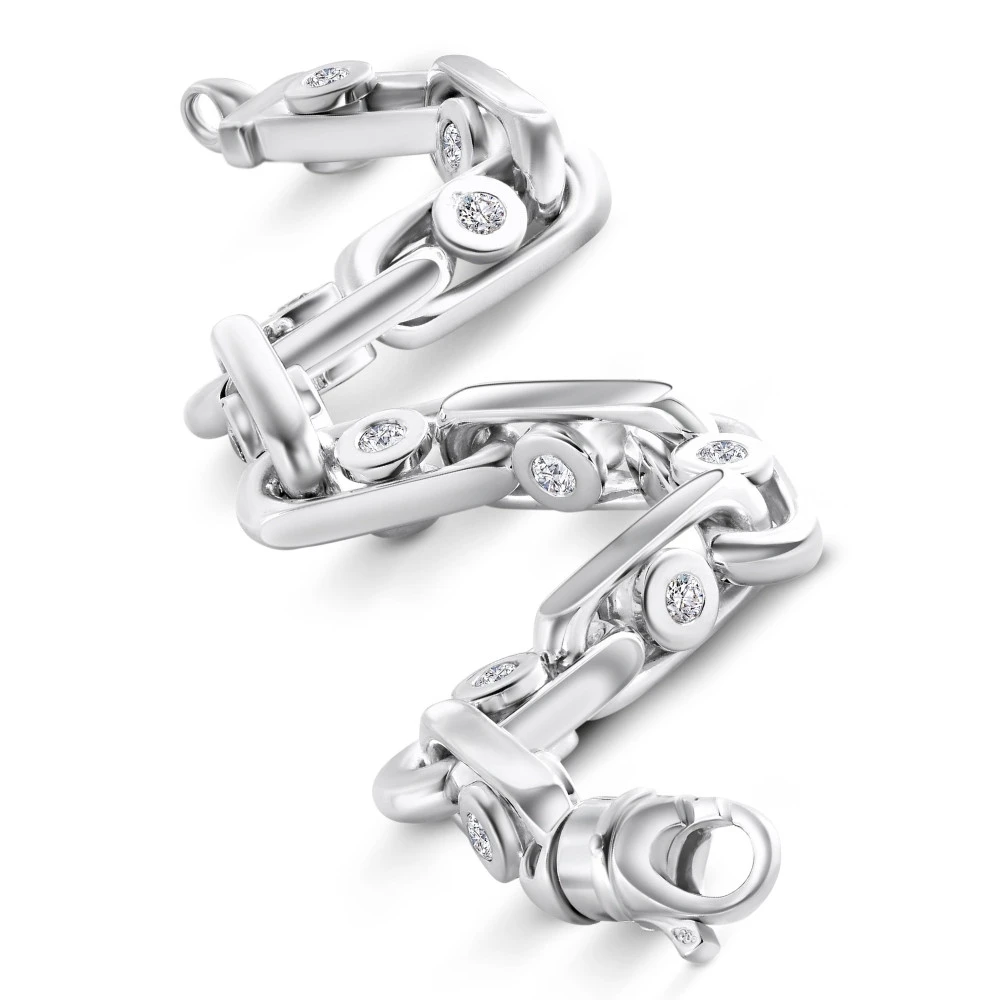 5Ct Diamond Men's 14k Gold (105gram) or Platinum (170gram) 10mm Bracelet 8.75" (G-H, SI)