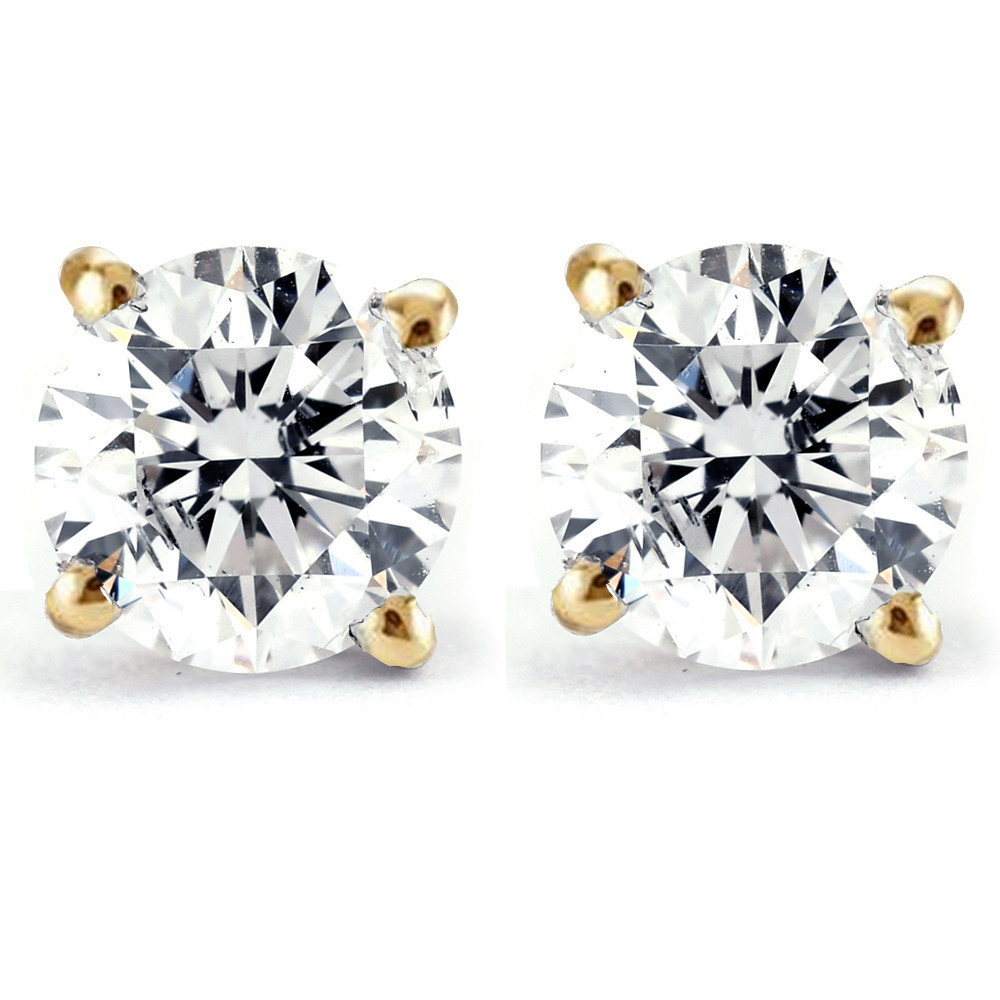1/2Ct TW Diamond Studs in 14k White or Yellow Gold Lab Grown (H-I, VS)