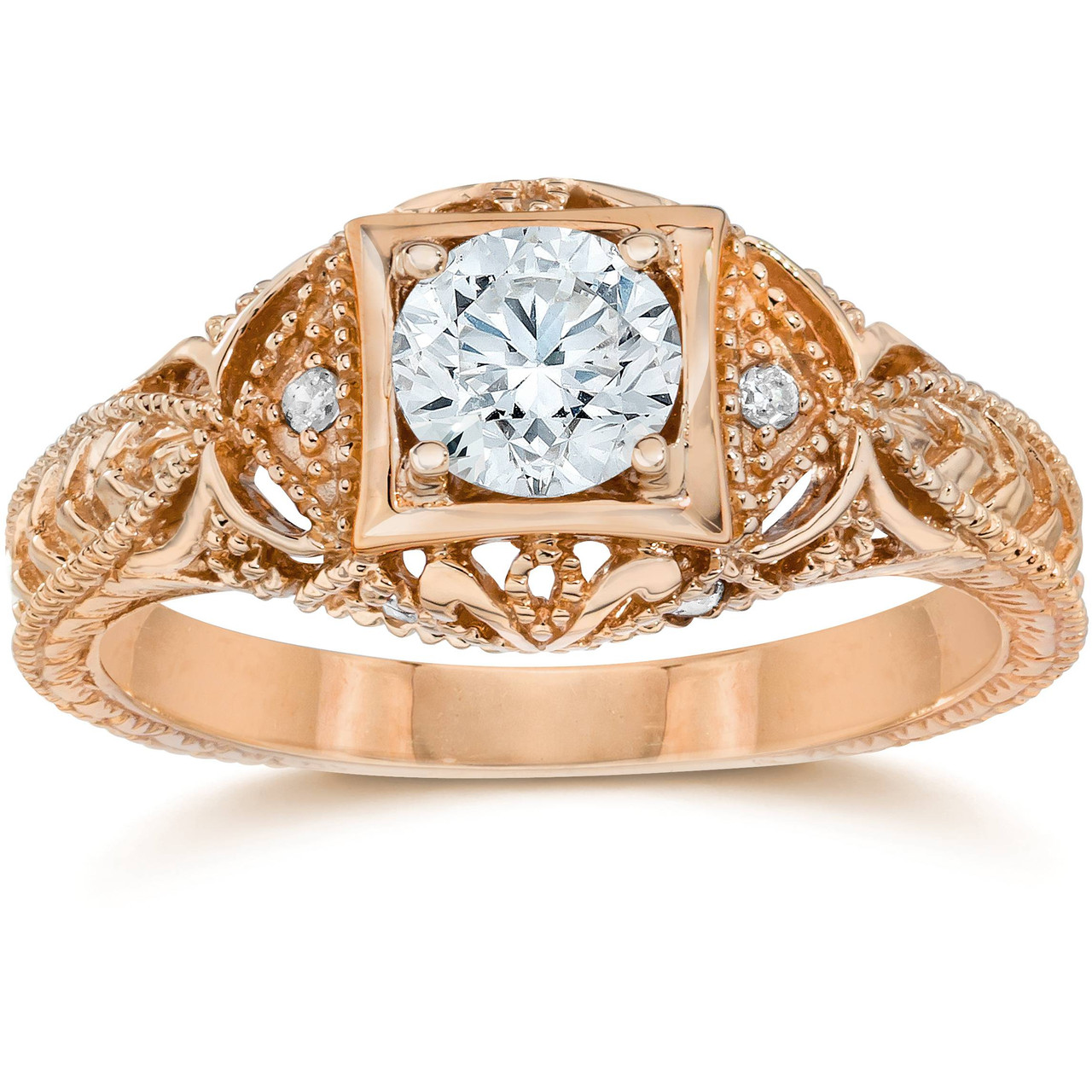 Emery 5/8 Ct Vintage Diamond Antique Engagement 14K Rose Gold (H-I, I1)