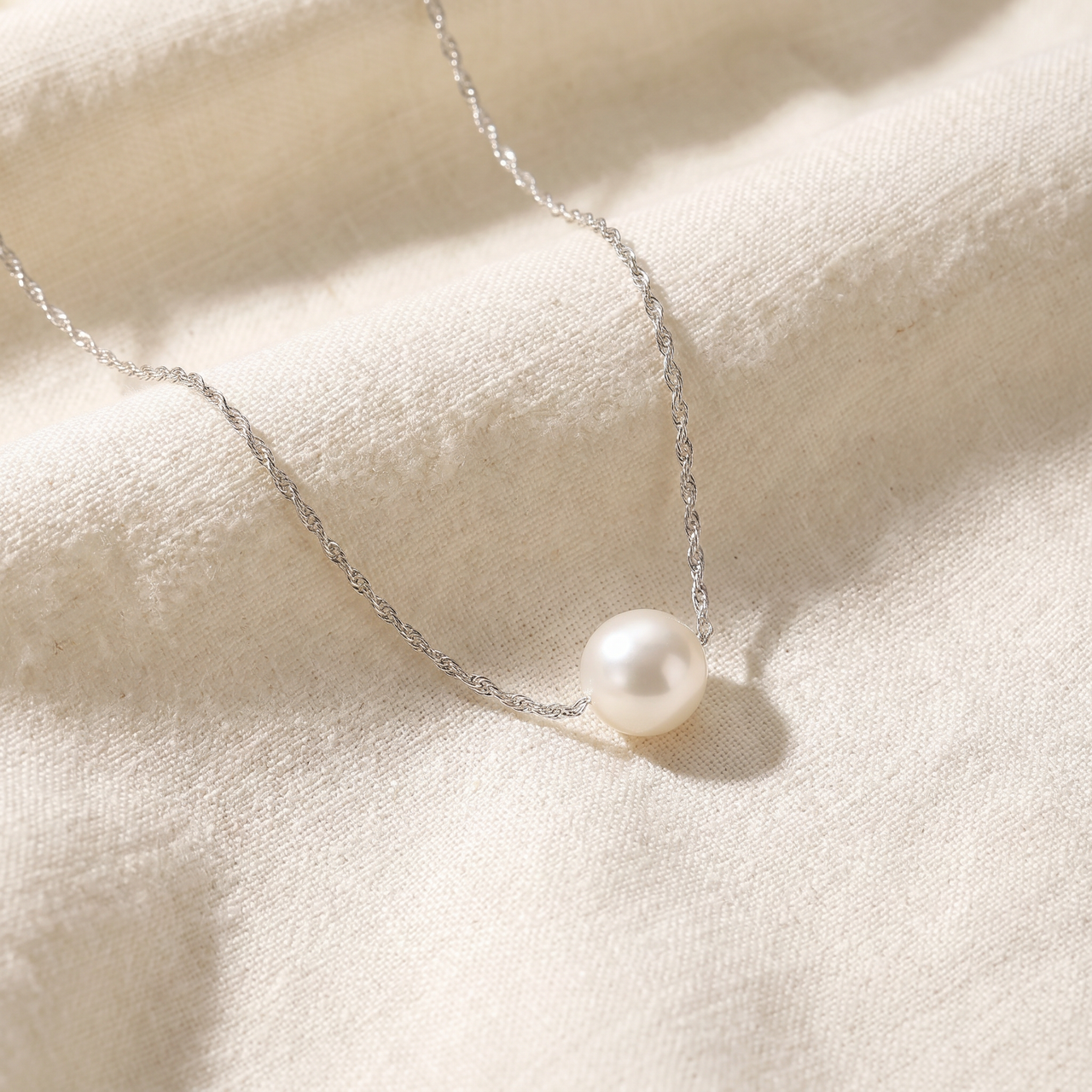 7mm Pearl Necklace in 14k White or Yellow Gold