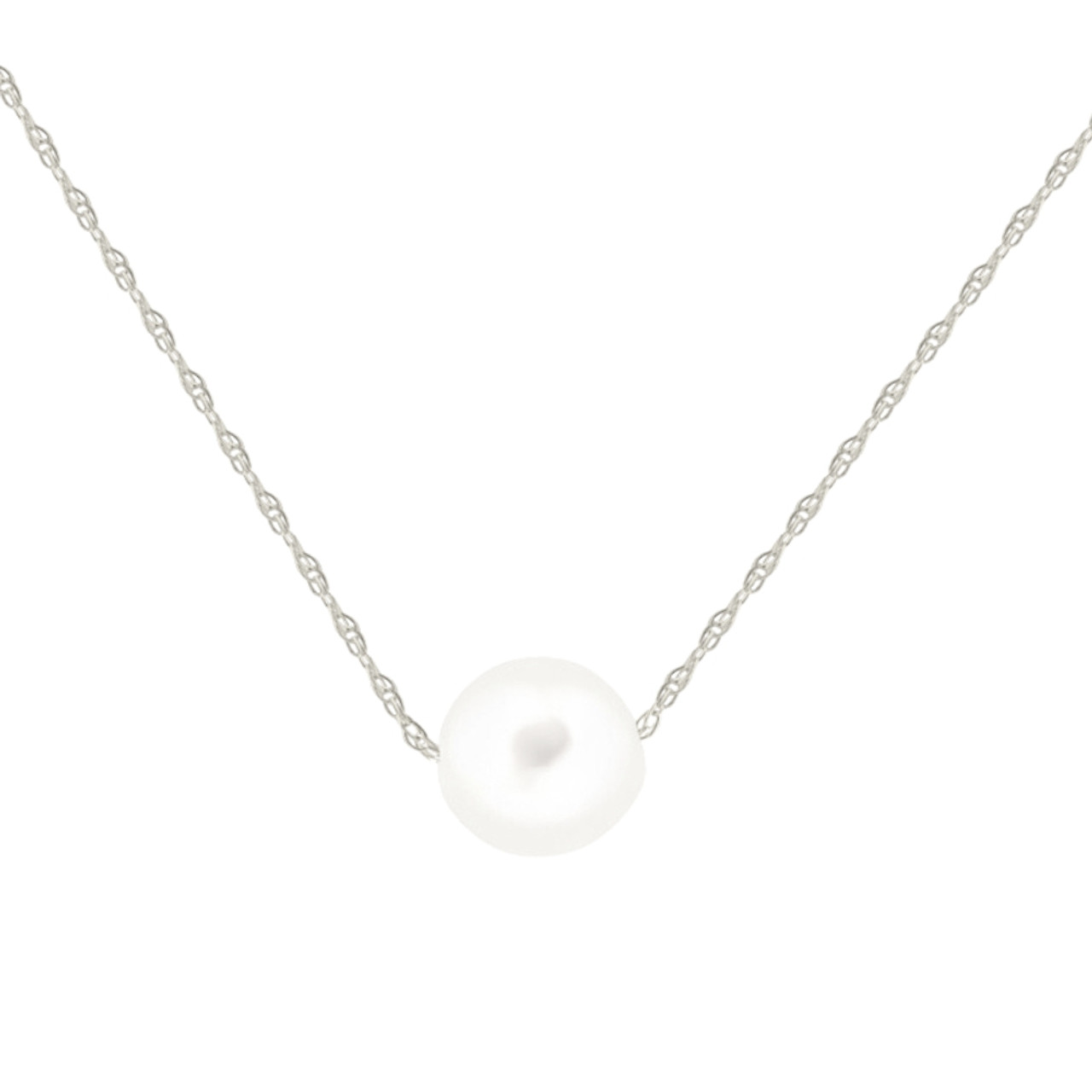 Single pearl clearance necklace white gold