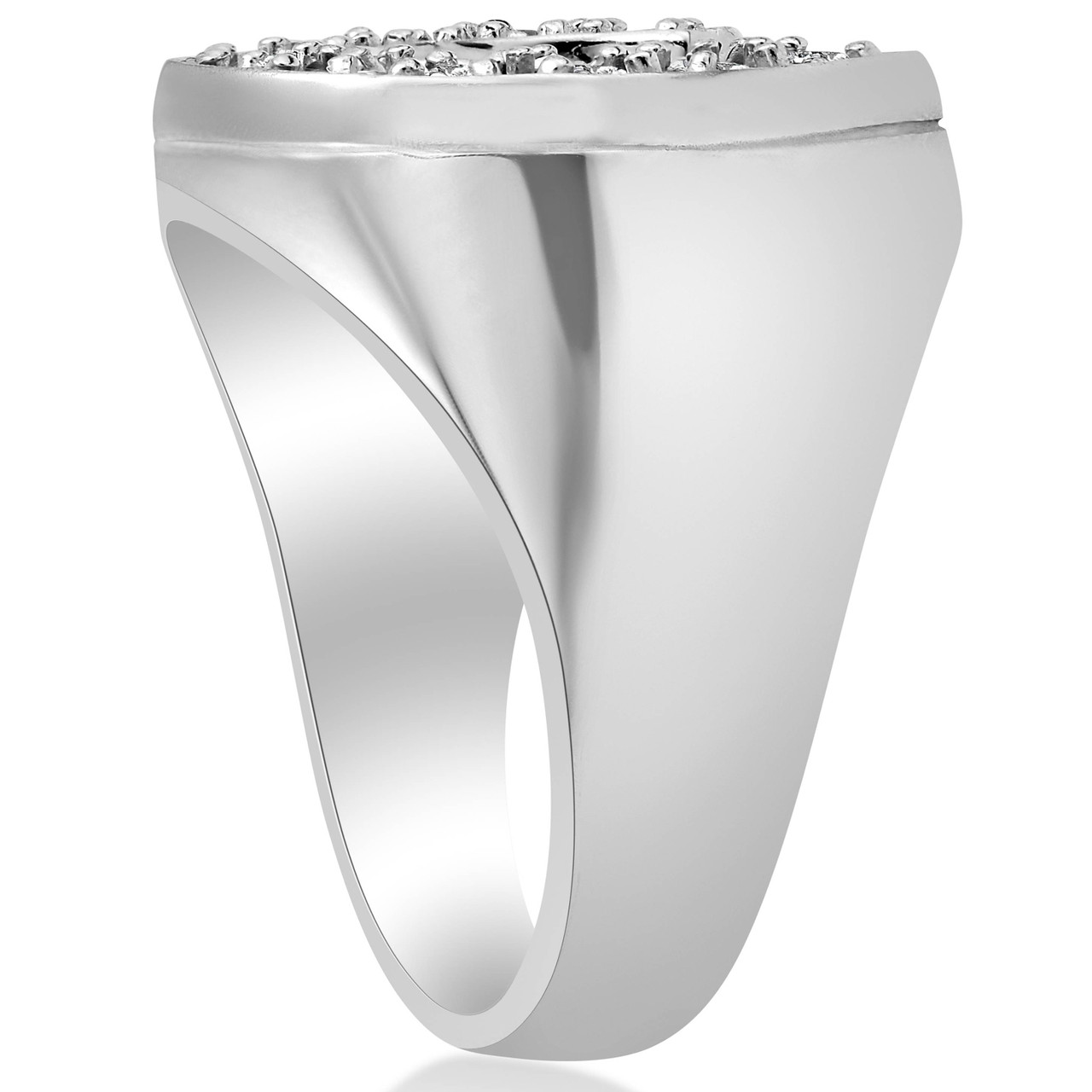 3/4 Ct Men's Diamond Horseshoe Lucky Pinkie Ring 10k White Gold Fashion (G-H, I1)