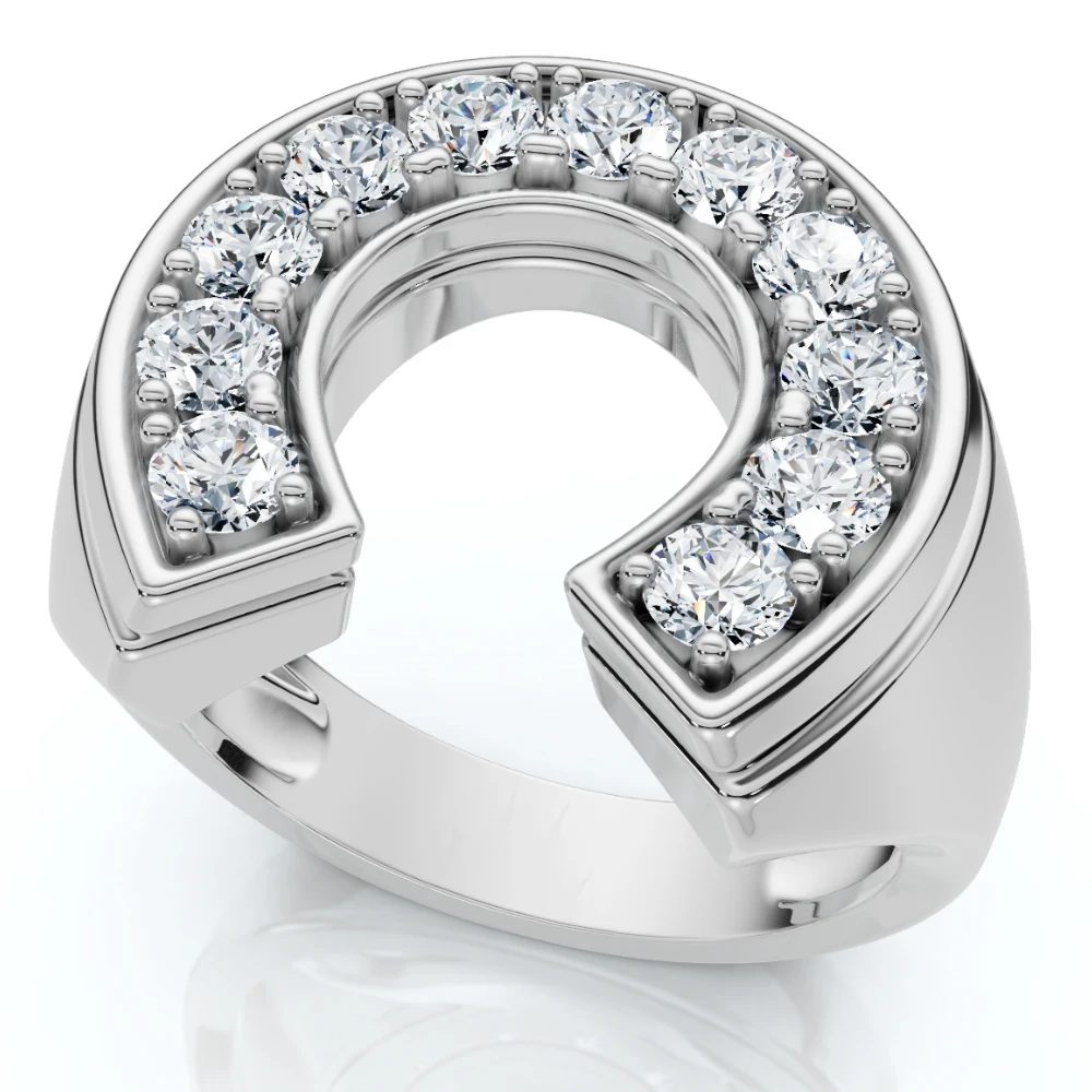 Men's Diamond Horseshoe Lucky Pinkie Ring
