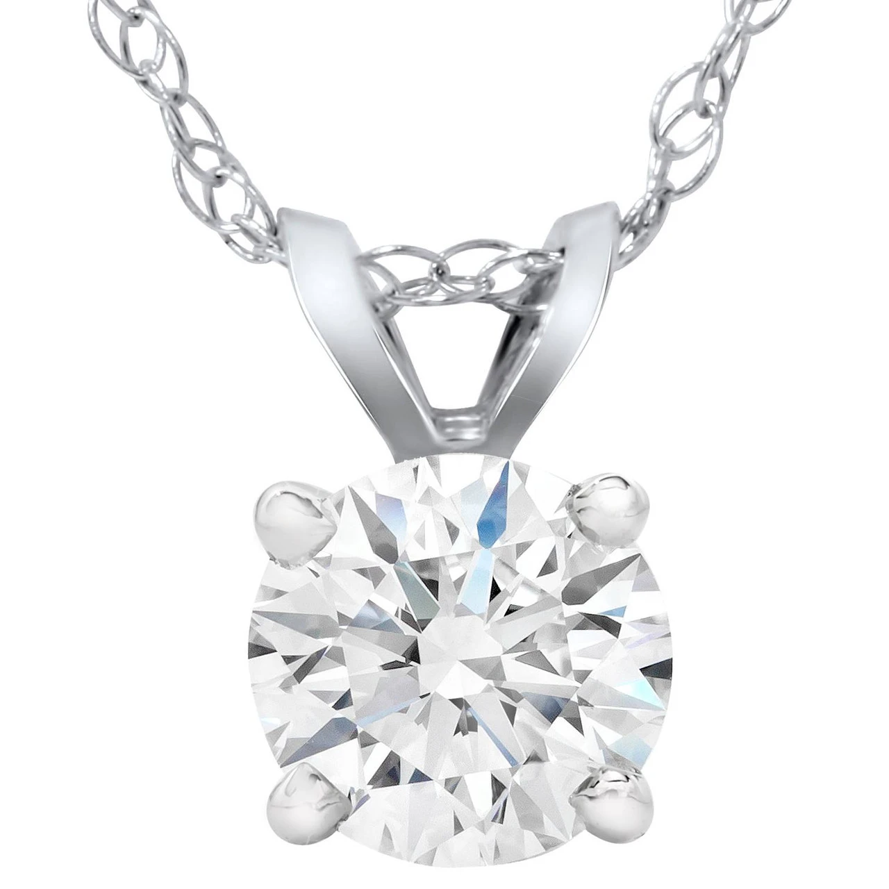 1 1/4ct Lab Grown Diamond Round Solitaire Pendant 14K White Gold Necklace (F-G, VS)