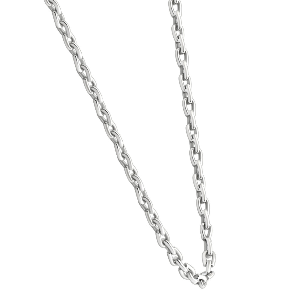 Men's Polished Steel Single Tone Clasp 6mm Flexible Link  24" Chain