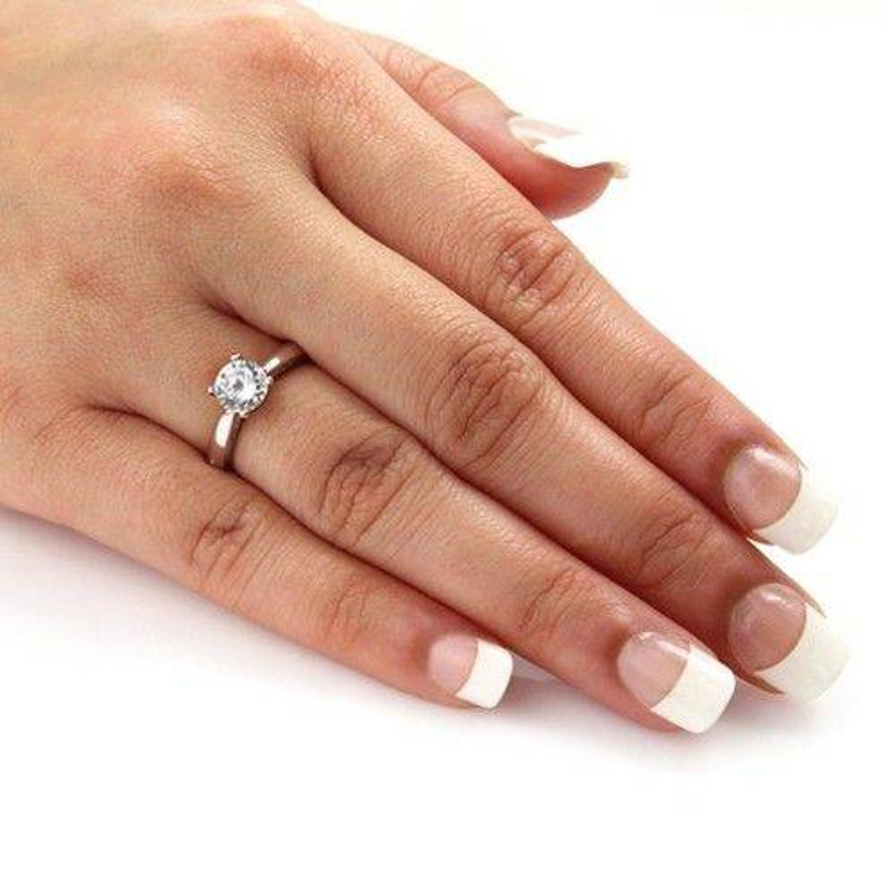 Plata Round Rings for Women Engagement Wedding Clear Big 1ct Color