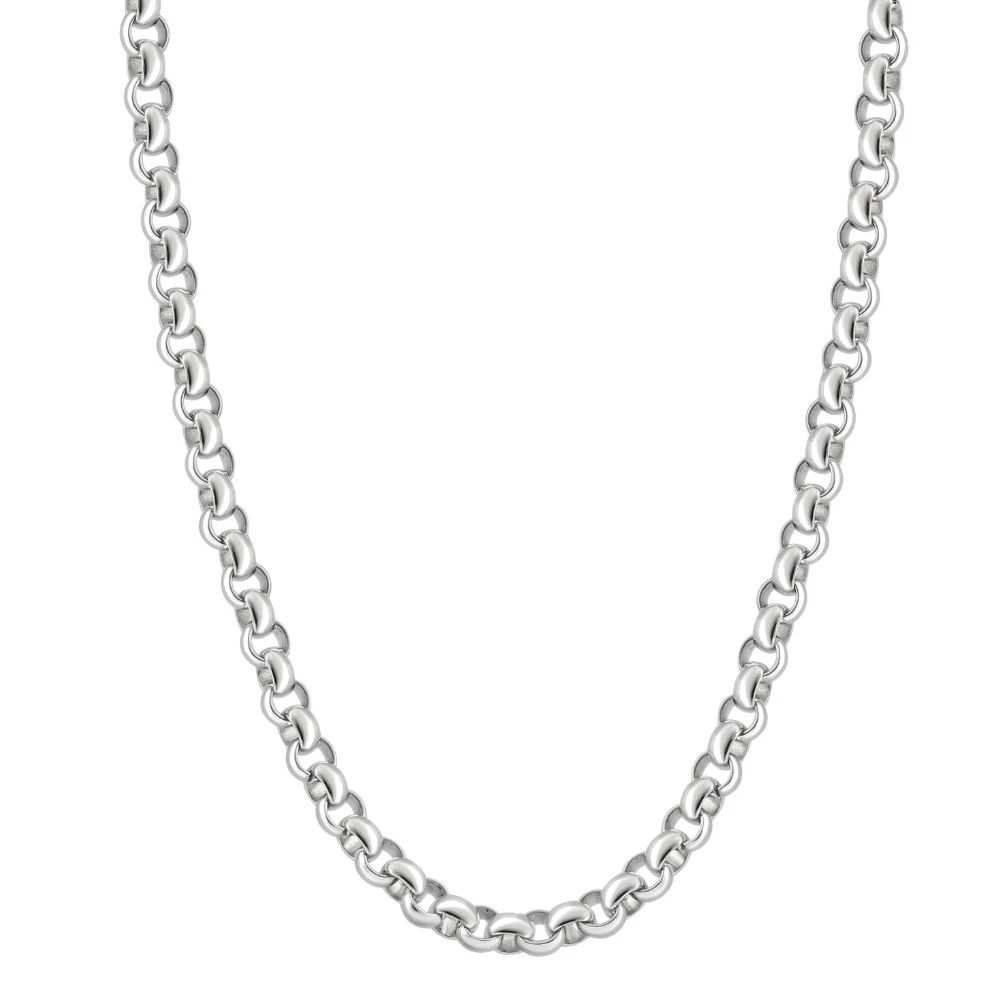 Mens Polished Steel Rolo Chain Necklace