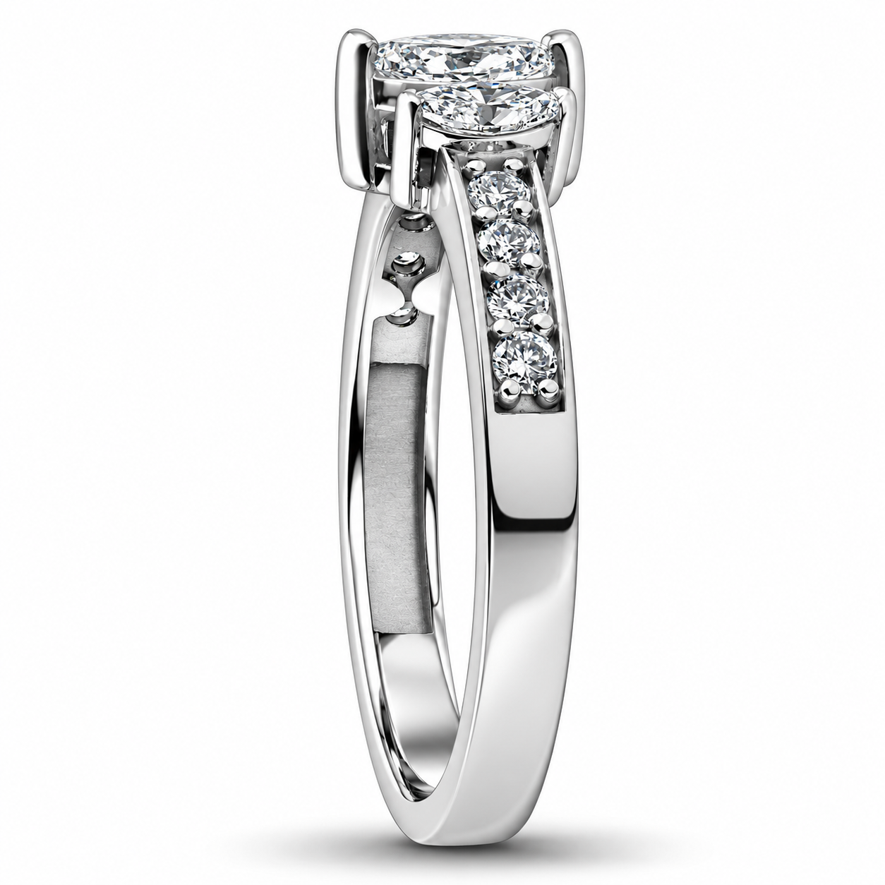 1ct 3-Stone Marquise Diamond Engagement Ring 14K White Gold (G-H, SI)