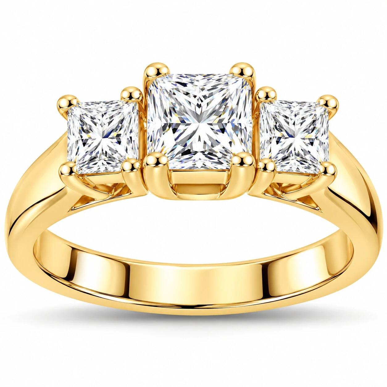 1ct Three Stone Diamond Ring 14K Yellow Gold (H-I, I1)