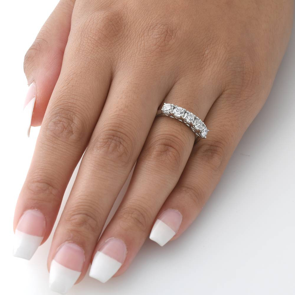 1 1/4 ct 5-Stone Diamond Trellis Anniversary Ring 14k White Gold (I-J, I1)