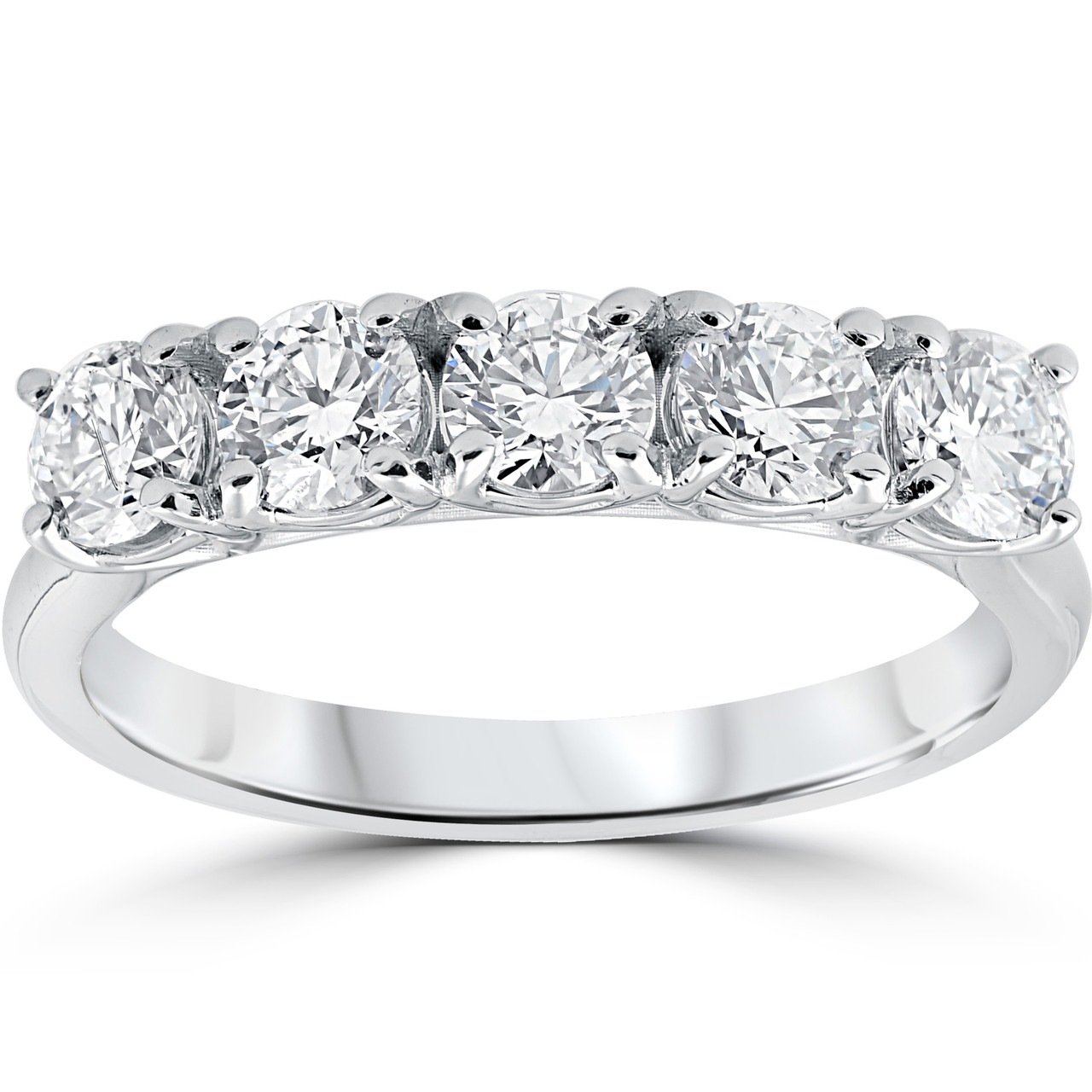 1 1/4 ct 5-Stone Diamond Trellis Anniversary Ring 14k White Gold (I-J, I1)