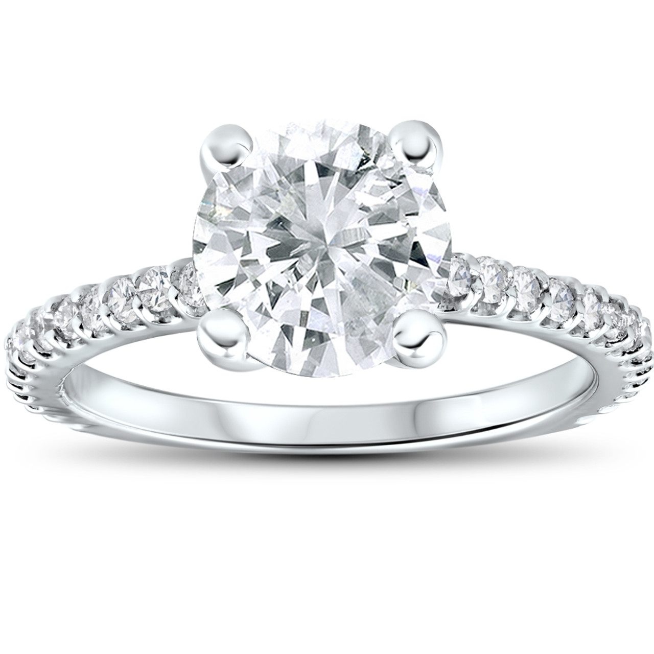 2 1/3 cttw Diamond Engagement Ring Solitaire Round Brilliant Cut 14k White Gold (G-H, I1) 2 1/3 cttw Diamond Engagement Ring Solitaire Round Brilliant Cut 14k White Gold (G-H, I1)