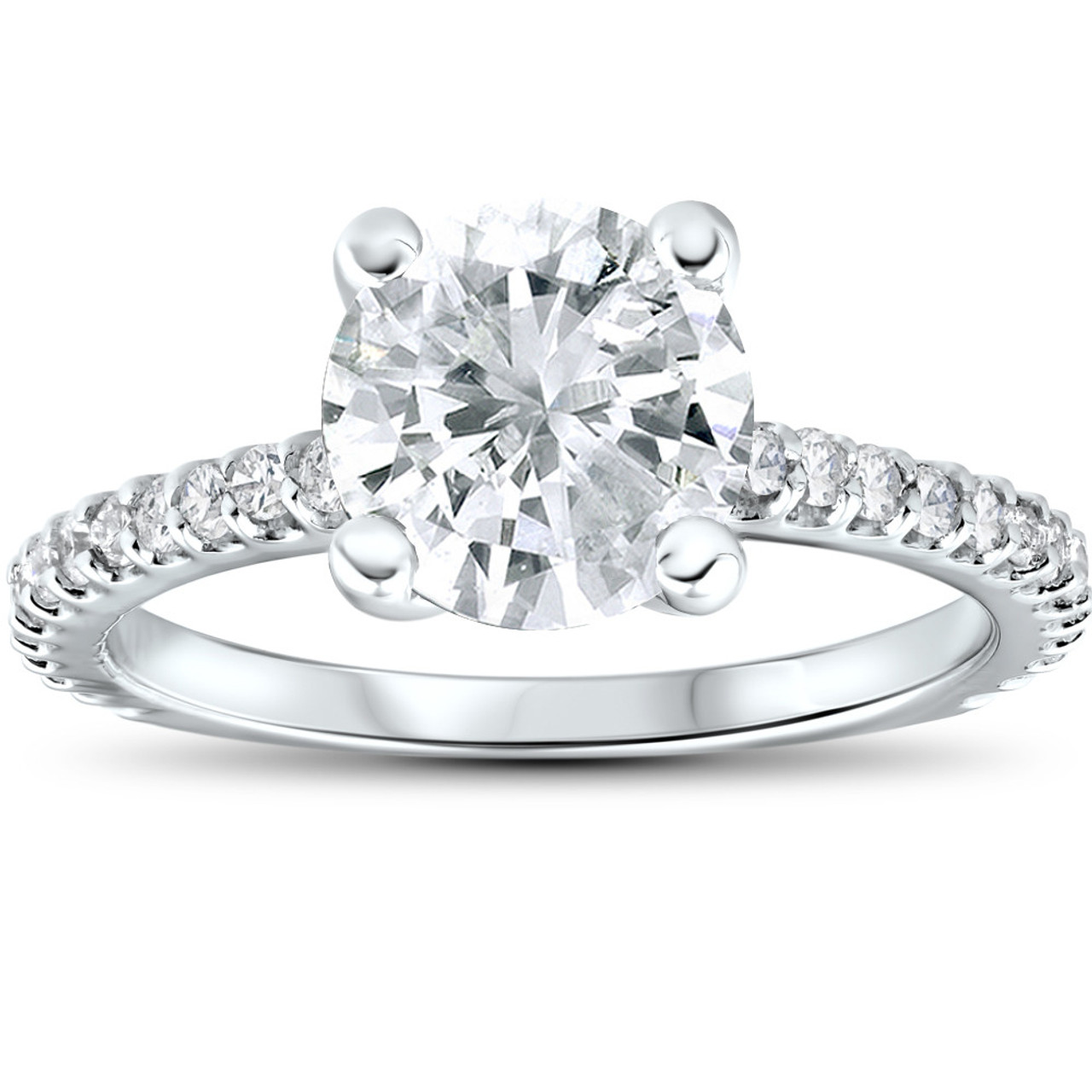 2 1/3 cttw Diamond Engagement Ring Solitaire Round Brilliant Cut 14k White Gold (G-H, I1) 2 1/3 cttw Diamond Engagement Ring Solitaire Round Brilliant Cut 14k White Gold (G-H, I1)