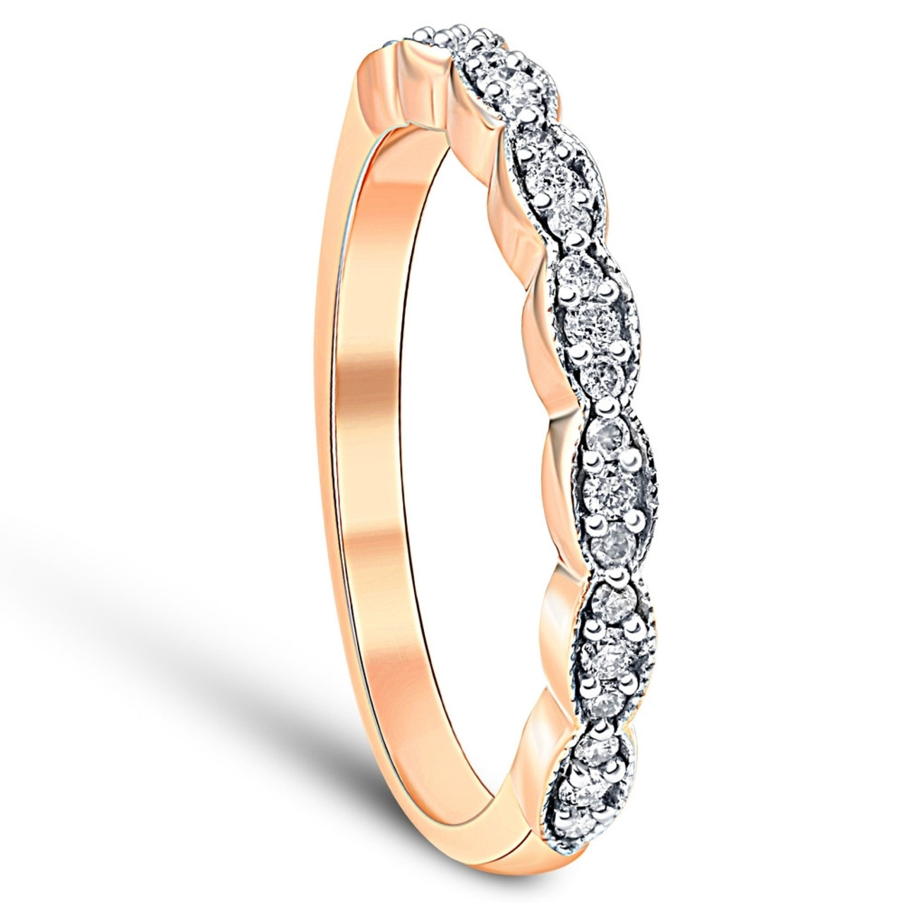 1/5 cttw Diamond Stackable Womens Wedding Ring 14k Rose Gold (I-J, I2-I3)