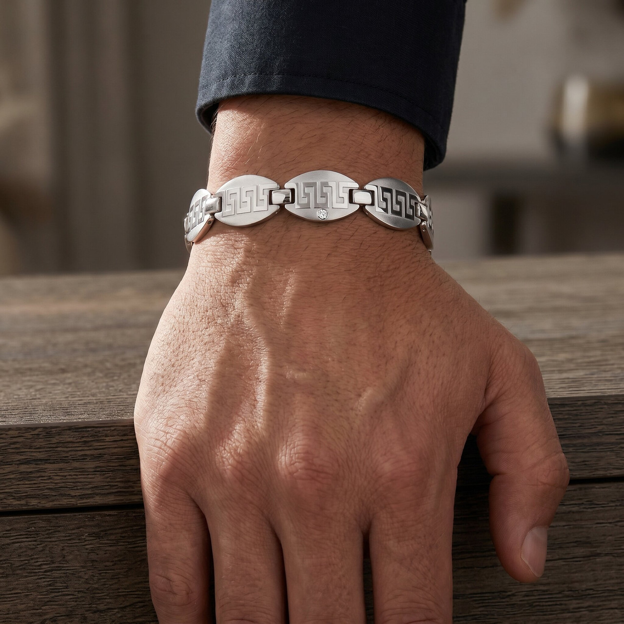 Men's Steel Single Tone Designed Link 14mm Link 8.5 " Bracelet