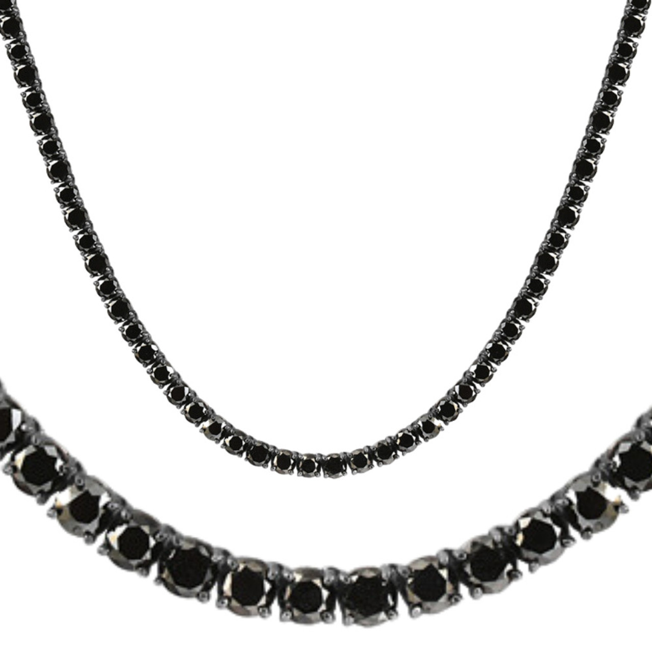 Certified 8 mm Round Faceted Black Diamond Beads Necklace-Great Sparkle!  18