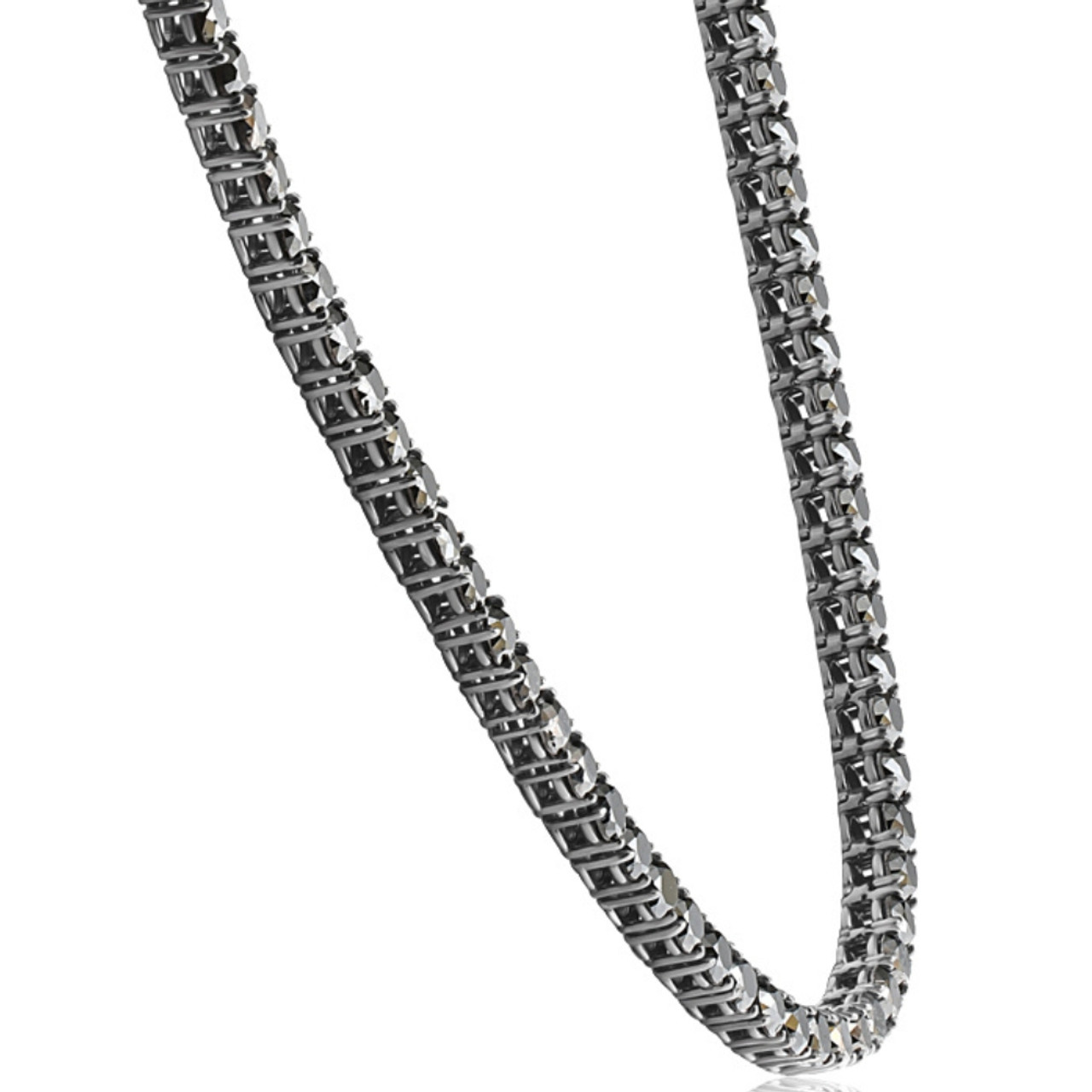 15.45ct Fancy-Black Diamond Faceted Bead Necklace 14k Gold