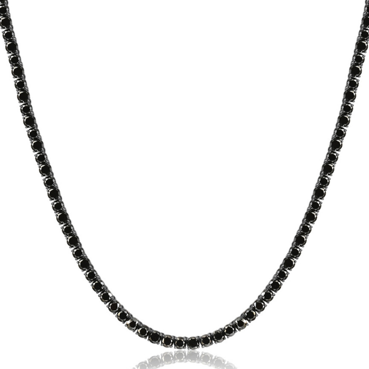 27.88Ct TW Black Diamond Tennis Necklace 18