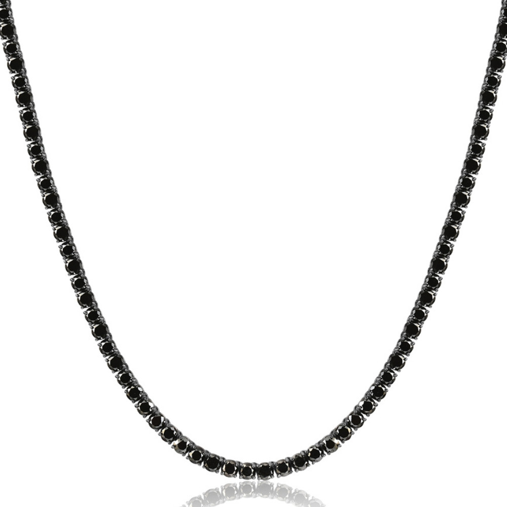 27.88Ct TW Black Diamond Tennis Necklace 18